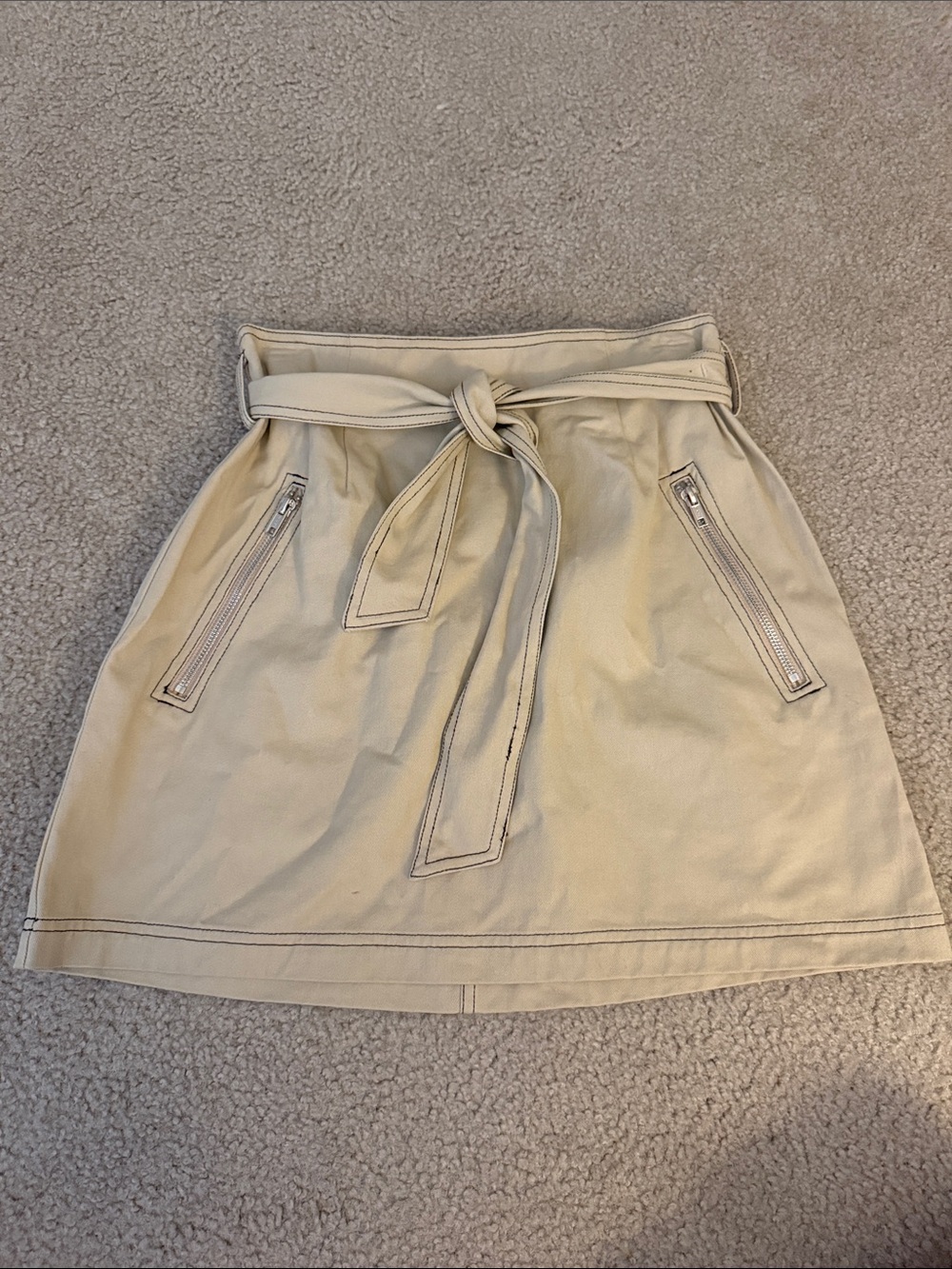 Sugarlips Cream Tie-Waist Mini Skirt